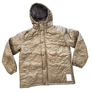 RARE Wasted‎ Collective Recycled Nylon Puffer Jacket Coat Brown NWT Unisex XL